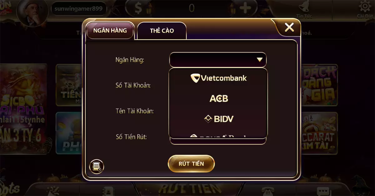 Hướng dẫn các bước rút tiền Sunwin cực đơn giản