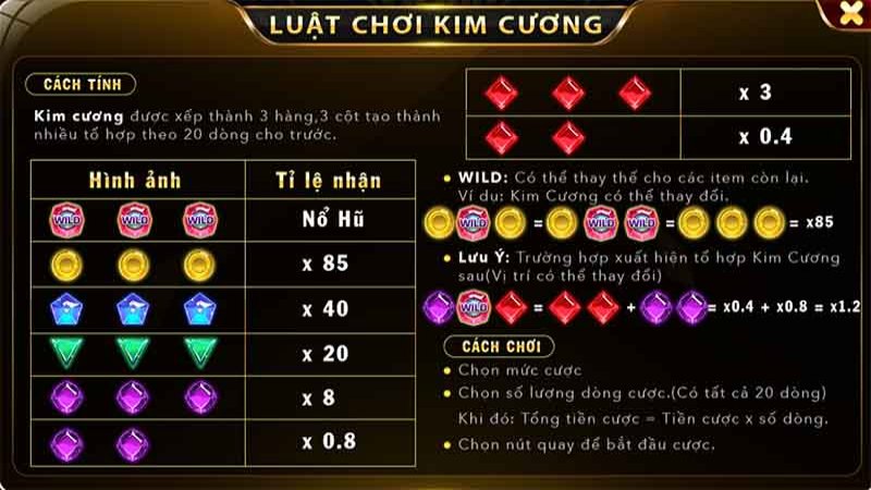 Luật chơi xếp kim cương